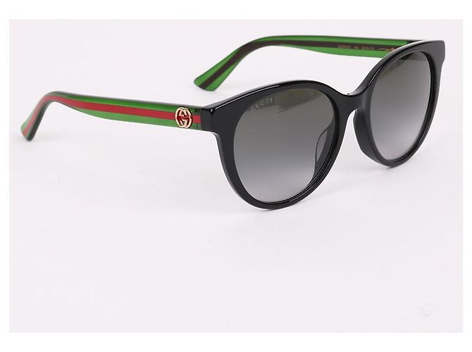 Gucci Occhiali da sole unisex con logo laterale a tre linee Verde - vista 3