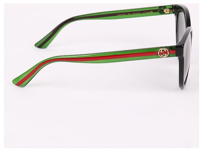 Gucci Occhiali da sole unisex con logo laterale a tre linee Verde - vista 4