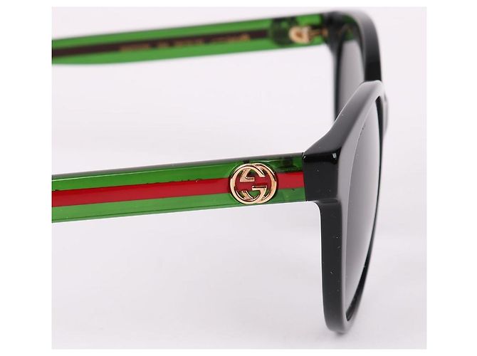 Gucci Occhiali da sole unisex con logo laterale a tre linee Verde - vista 5