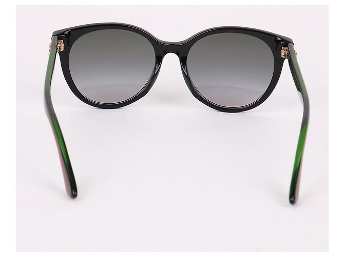Gucci Occhiali da sole unisex con logo laterale a tre linee Verde - vista 7