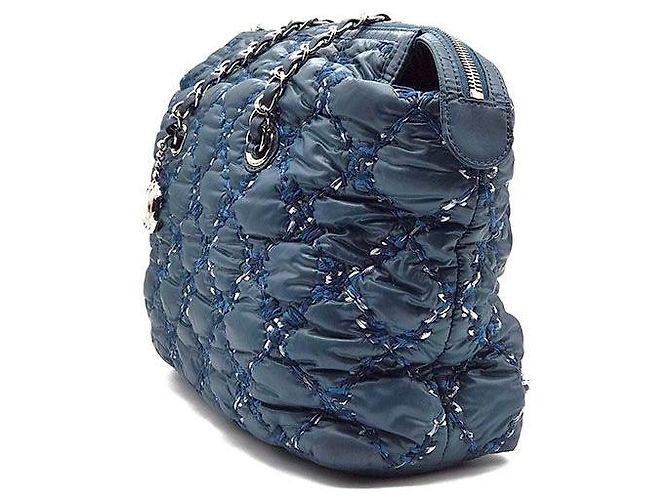Chanel Nylon Paris Byzantine Tweed On Stitch Schultertasche Blau - Ansicht 2