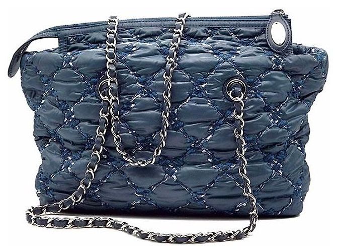 Chanel Nylon Paris Byzantine Tweed On Stitch Schultertasche Blau - Ansicht 3