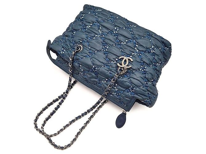Chanel Nylon Paris Byzantine Tweed On Stitch Schultertasche Blau - Ansicht 4