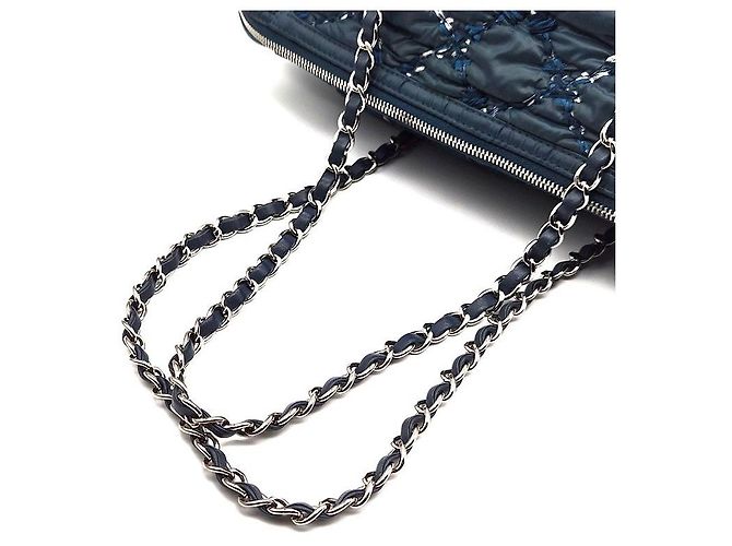 Chanel Nylon Paris Byzantine Tweed On Stitch Schultertasche Blau - Ansicht 5