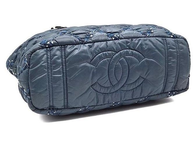 Chanel Nylon Paris Byzantine Tweed On Stitch Schultertasche Blau - Ansicht 7