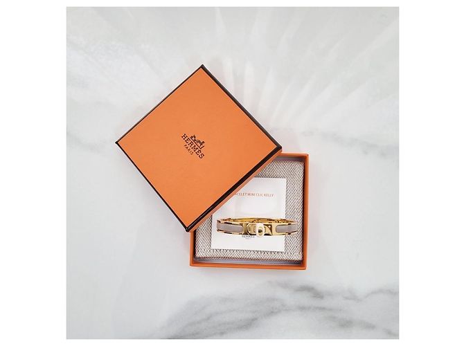 Hermès Pulsera Mini Click Kelly Oro Marrón Glacé Naranja - vista 11