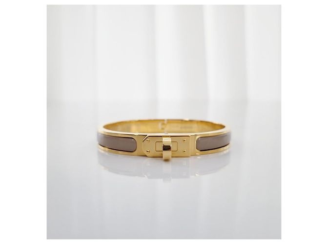 Hermès Pulsera Mini Click Kelly Oro Marrón Glacé Naranja - vista 4