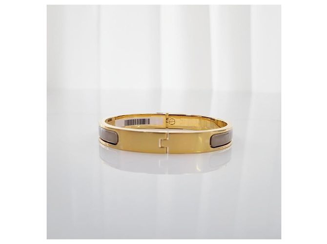 Hermès Pulsera Mini Click Kelly Oro Marrón Glacé Naranja - vista 5