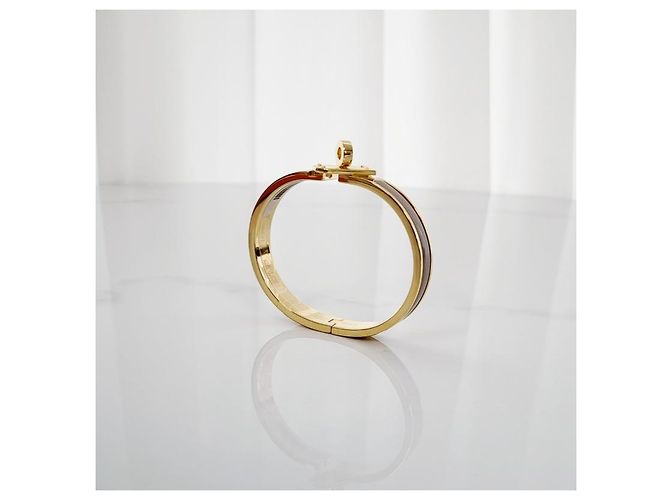 Hermès Pulsera Mini Click Kelly Oro Marrón Glacé Naranja - vista 6