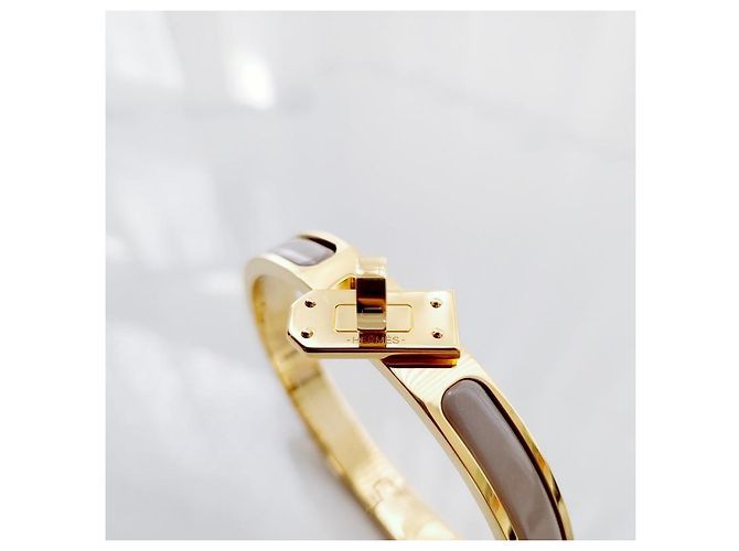Hermès Pulsera Mini Click Kelly Oro Marrón Glacé Naranja - vista 8