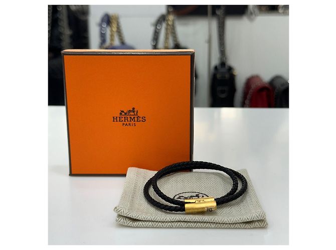 Hermès Bracciale Tunis Tresse da uomo Nero Oro - vista 3