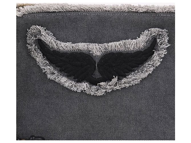 Zadig & Voltaire Clutch in denim con tracolla grigia Marrone - vista 2