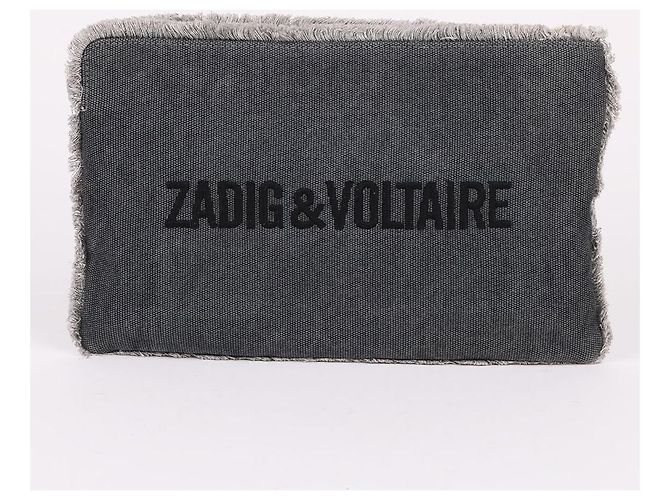 Zadig & Voltaire Clutch in denim con tracolla grigia Marrone - vista 4