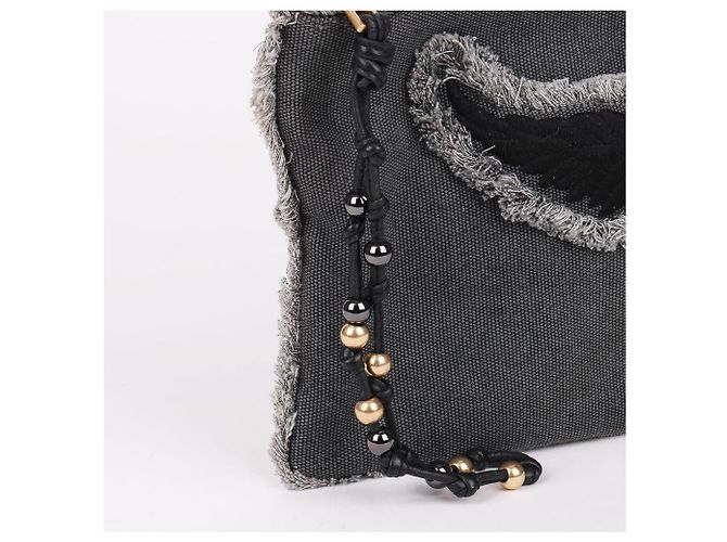 Zadig & Voltaire Clutch in denim con tracolla grigia Marrone - vista 6