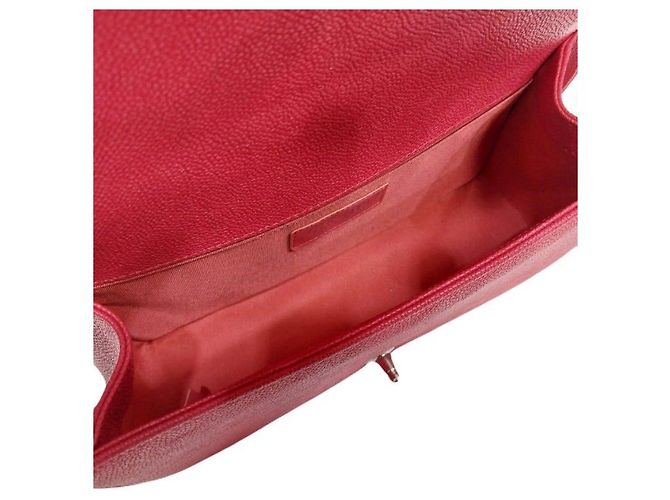Chanel Borsa Boy Caviar Boy Bag Medium Catena Argentata Borsa a Spalla Rossa Rosso - vista 6