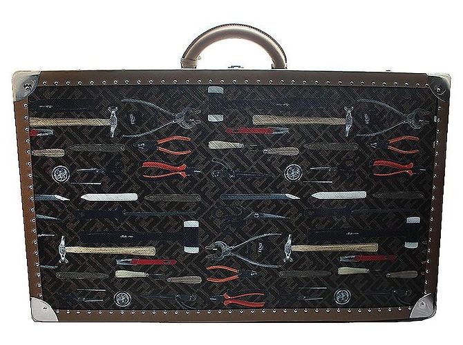 Fendi Tool Print Silver Stud Suitcase Black - view 3