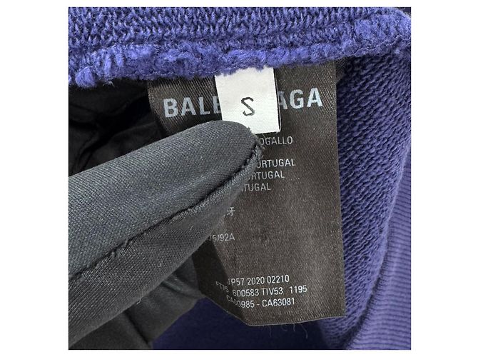 Balenciaga Felpa con cappuccio a maniche lunghe con logo Wave Blu - vista 11