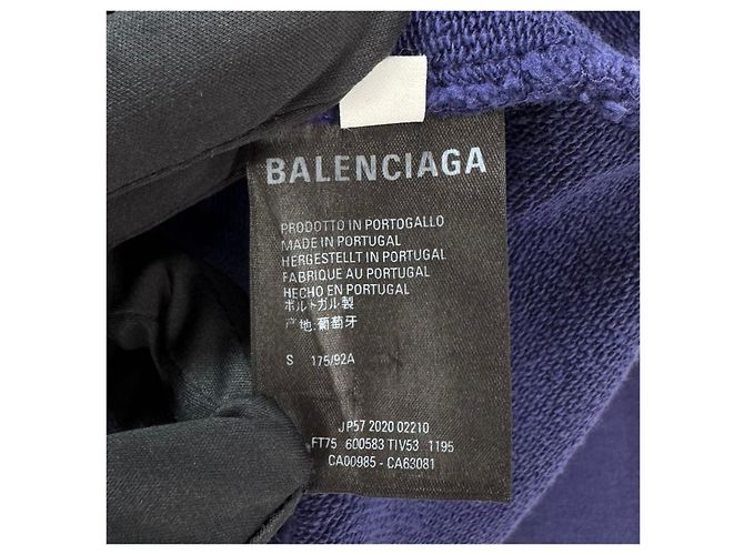 Balenciaga Felpa con cappuccio a maniche lunghe con logo Wave Blu - vista 12