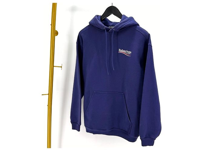 Balenciaga Felpa con cappuccio a maniche lunghe con logo Wave Blu - vista 2