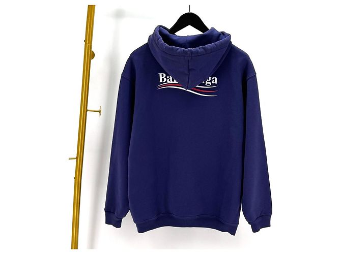 Balenciaga Felpa con cappuccio a maniche lunghe con logo Wave Blu - vista 3