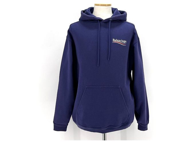 Balenciaga Felpa con cappuccio a maniche lunghe con logo Wave Blu - vista 4