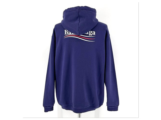 Balenciaga Felpa con cappuccio a maniche lunghe con logo Wave Blu - vista 5