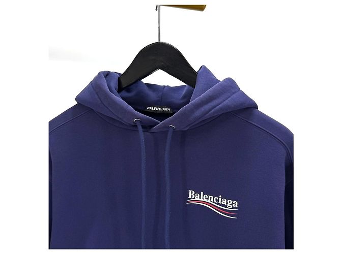 Balenciaga Felpa con cappuccio a maniche lunghe con logo Wave Blu - vista 6