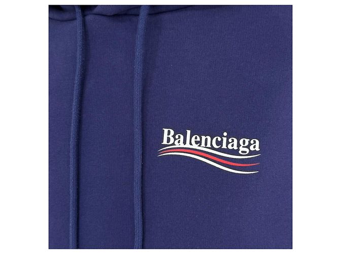 Balenciaga Felpa con cappuccio a maniche lunghe con logo Wave Blu - vista 7