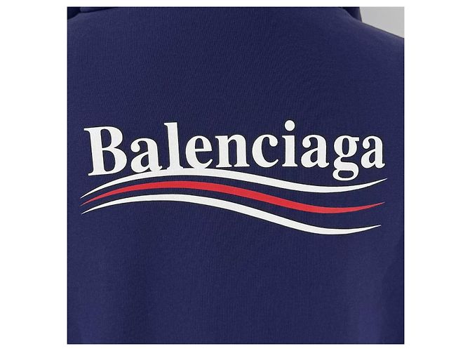 Balenciaga Felpa con cappuccio a maniche lunghe con logo Wave Blu - vista 8
