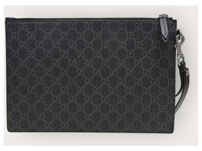 Gucci Clutch Black GG Supreme Snake Nero - vista 5