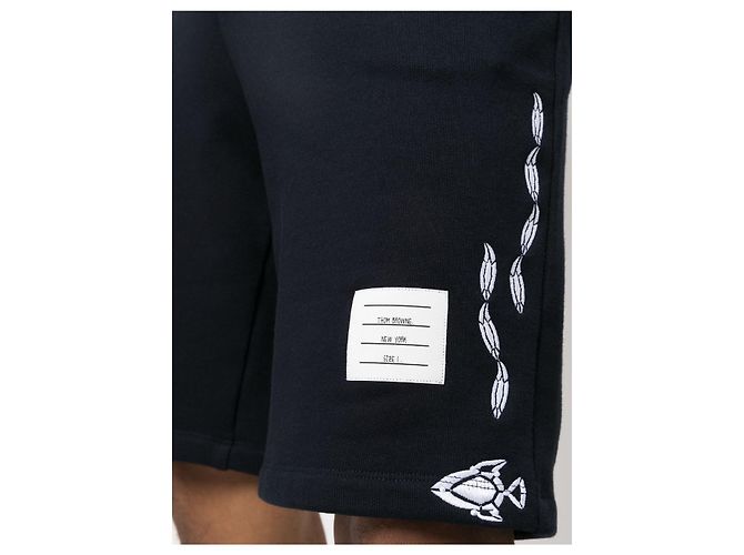 Thom Browne Pantaloncini ricamati Nero - vista 6