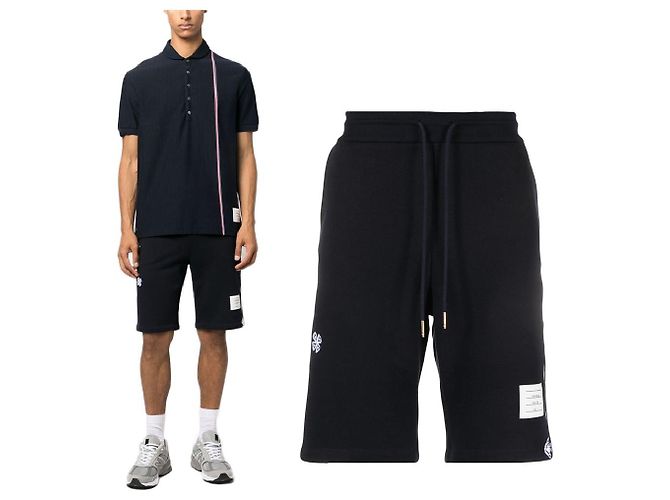 Thom Browne Pantaloncini ricamati Nero - vista 7