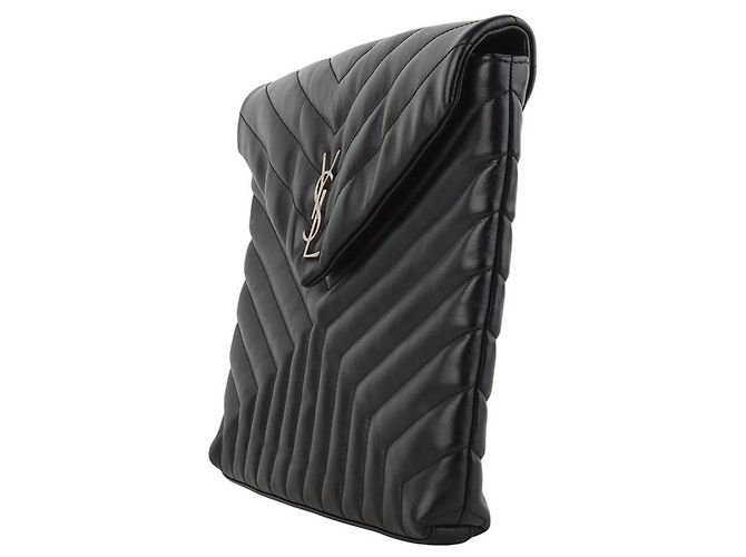 Saint Laurent Clutch Loulou Flap Matelassé Argento - vista 2