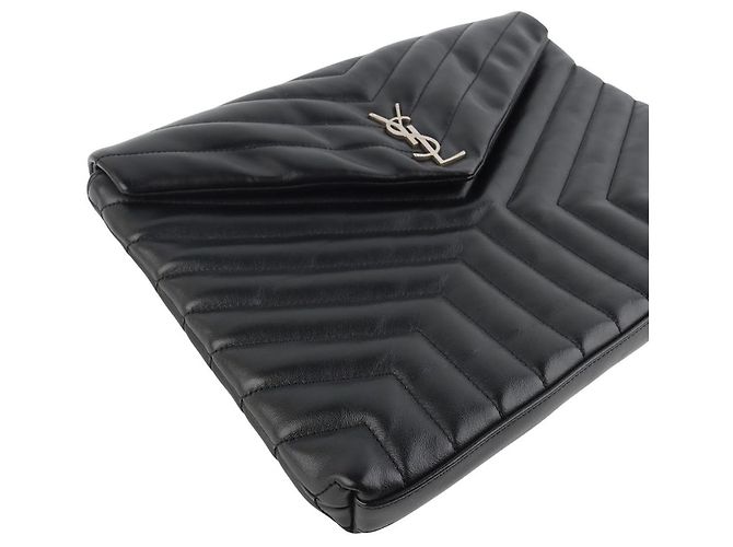 Saint Laurent Clutch Loulou Flap Matelassé Argento - vista 5