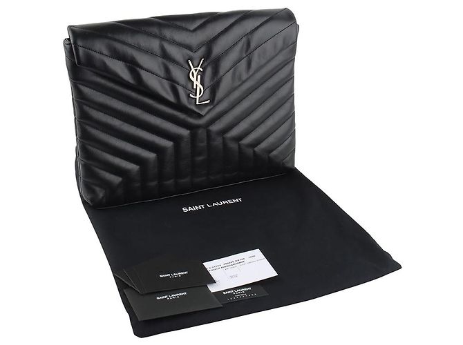 Saint Laurent Clutch Loulou Flap Matelassé Argento - vista 8