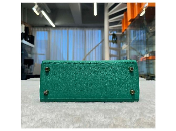 Hermès Kelly Togo Verde Giada Gold Stamp - vista 3