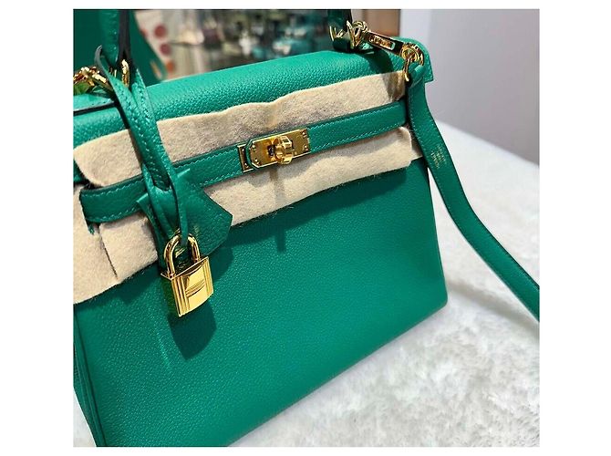 Hermès Kelly Togo Verde Giada Gold Stamp - vista 5