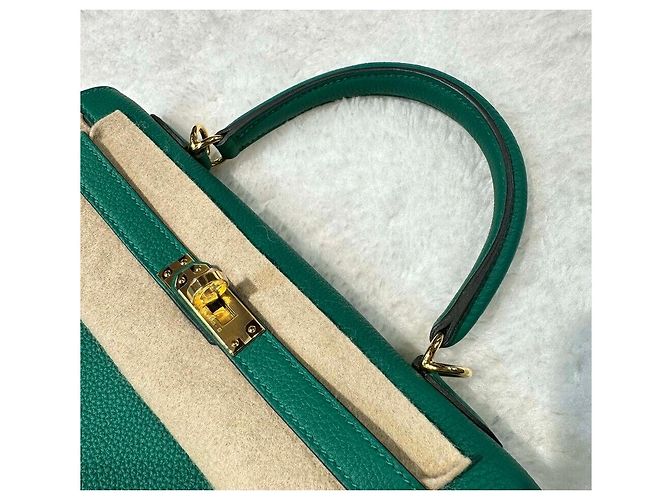 Hermès Kelly Togo Verde Giada Gold Stamp - vista 6