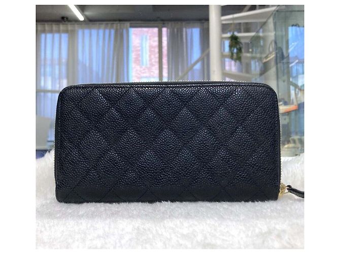 Chanel Portafoglio lungo con zip Caviar Classic Nero Oro - vista 2