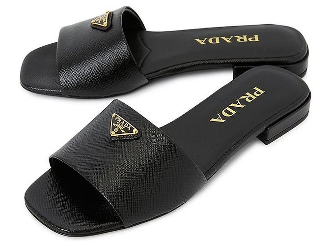 Prada Pantofole Saffiano da donna Nero - vista 2