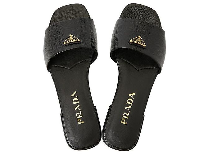 Prada Pantofole Saffiano da donna Nero - vista 3