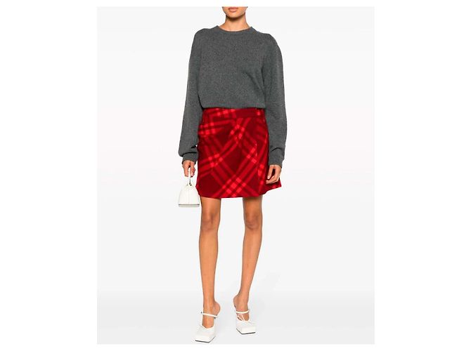 Miu Miu Pull en maille en cachemire avec logo blanc Gris Marron - vue 10