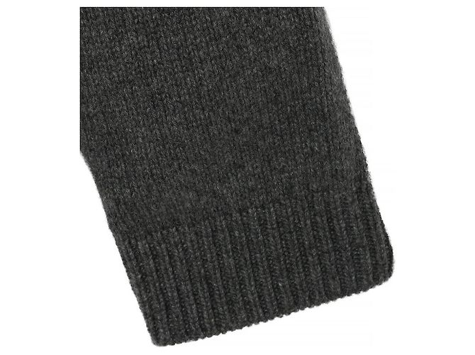 Miu Miu Pull en maille en cachemire avec logo blanc Gris Marron - vue 5