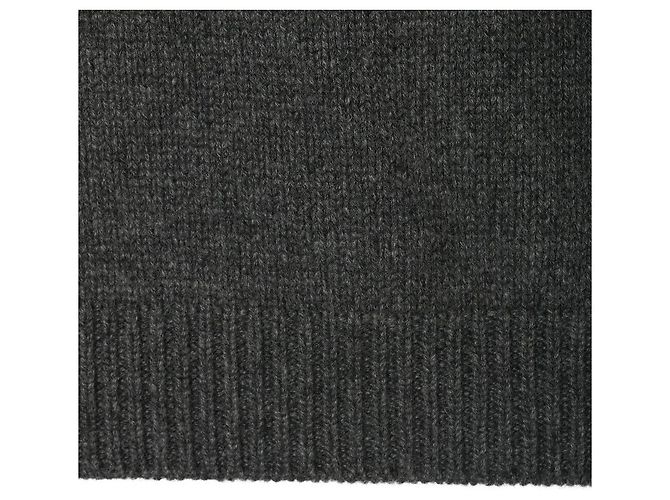 Miu Miu Pull en maille en cachemire avec logo blanc Gris Marron - vue 6