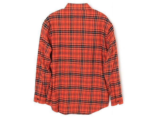 Céline Camicia in cotone a quadri oversize Rosso - vista 2