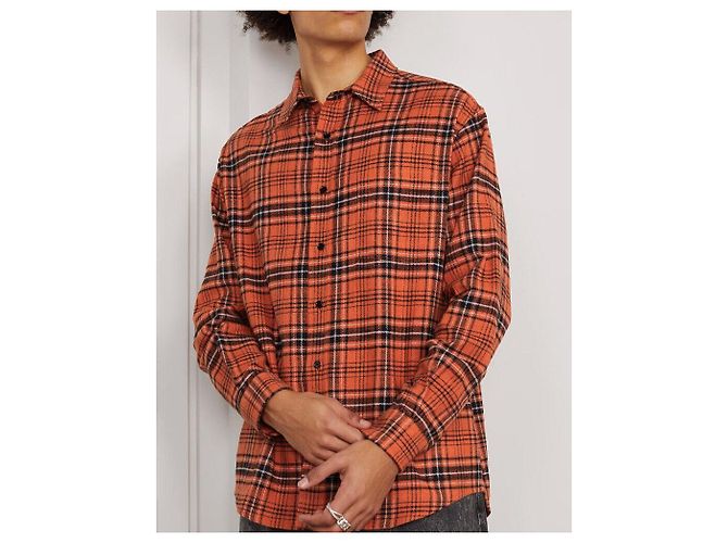 Céline Camicia in cotone a quadri oversize Rosso - vista 6