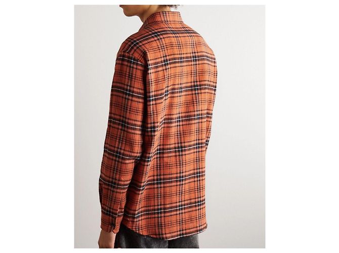 Céline Camicia in cotone a quadri oversize Rosso - vista 7