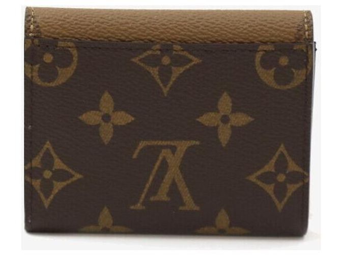 Louis Vuitton Cartera Zoe Monogram y Monogram Reverse Cartera Compacta Tarjetero Castaño - vista 3