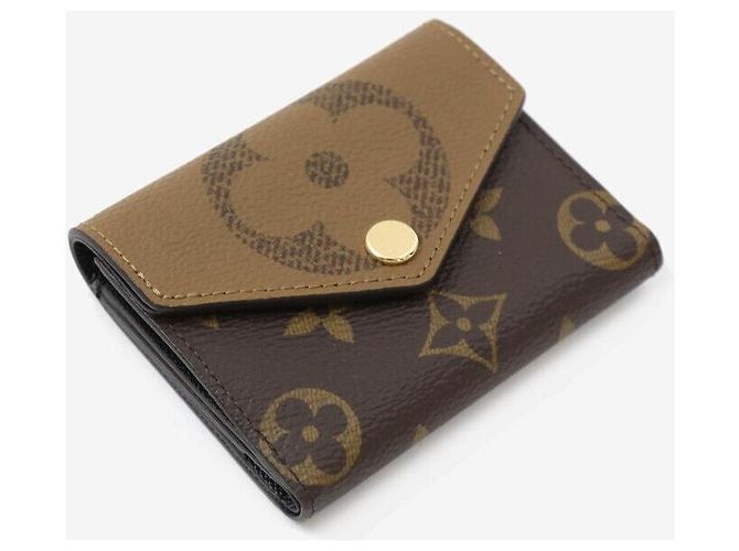 Louis Vuitton Cartera Zoe Monogram y Monogram Reverse Cartera Compacta Tarjetero Castaño - vista 5