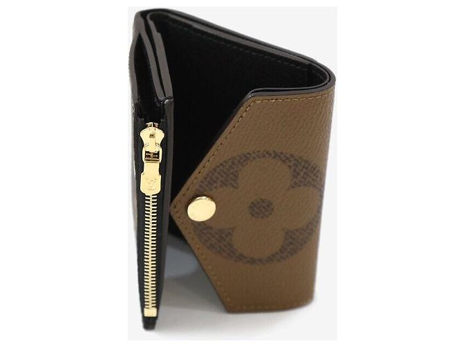 Louis Vuitton Cartera Zoe Monogram y Monogram Reverse Cartera Compacta Tarjetero Castaño - vista 6